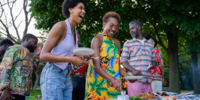 Black Friends and Family Gathering in Park